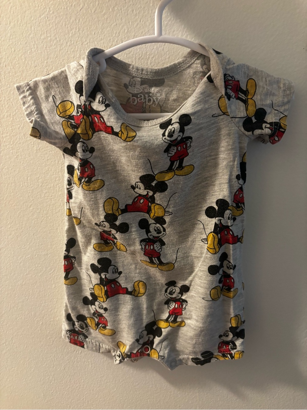 Disney Gray Mickey Mouse Short Sleeve onesie